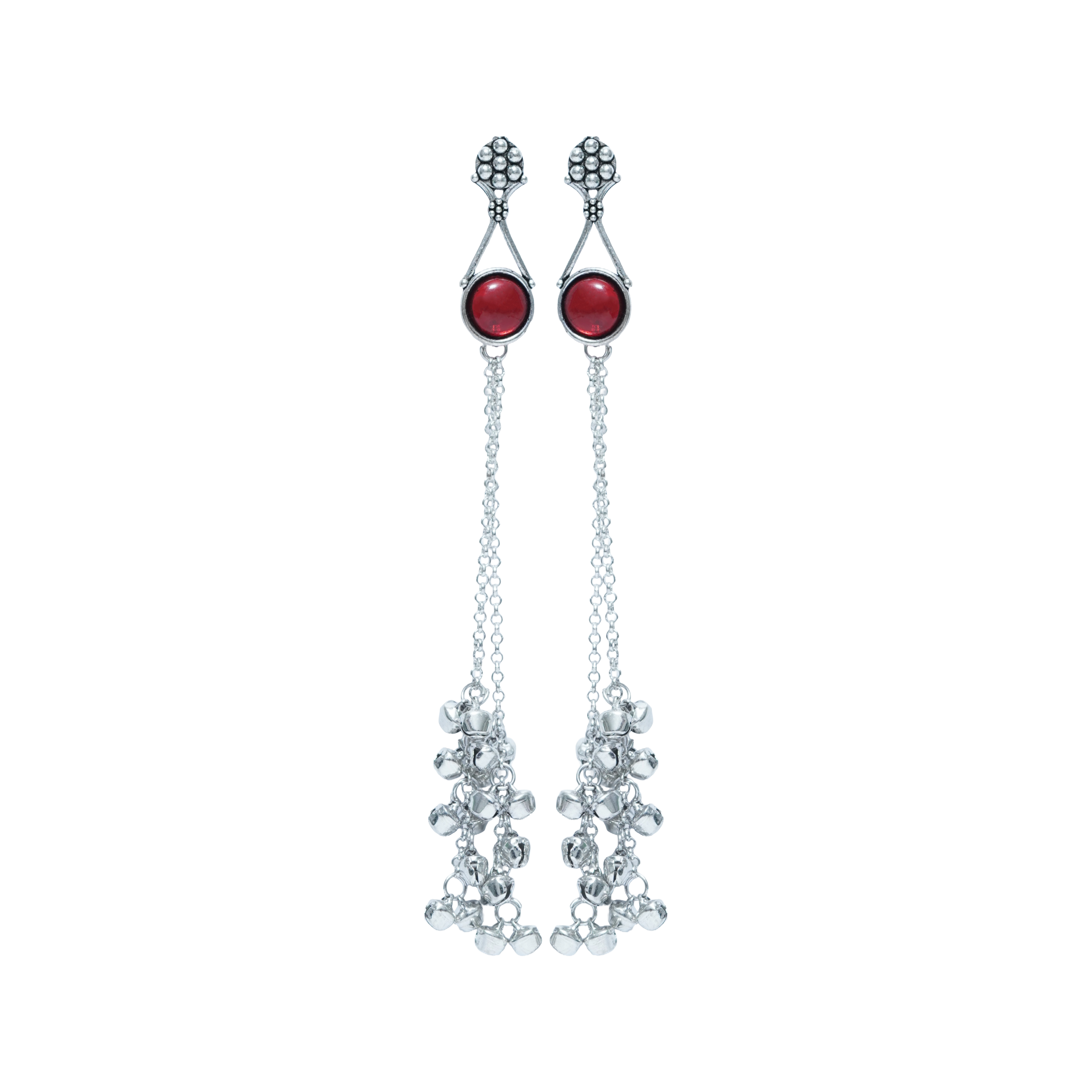 Silver Chain Tassel Drop Earrings for Women | Long Statement Party Earrings