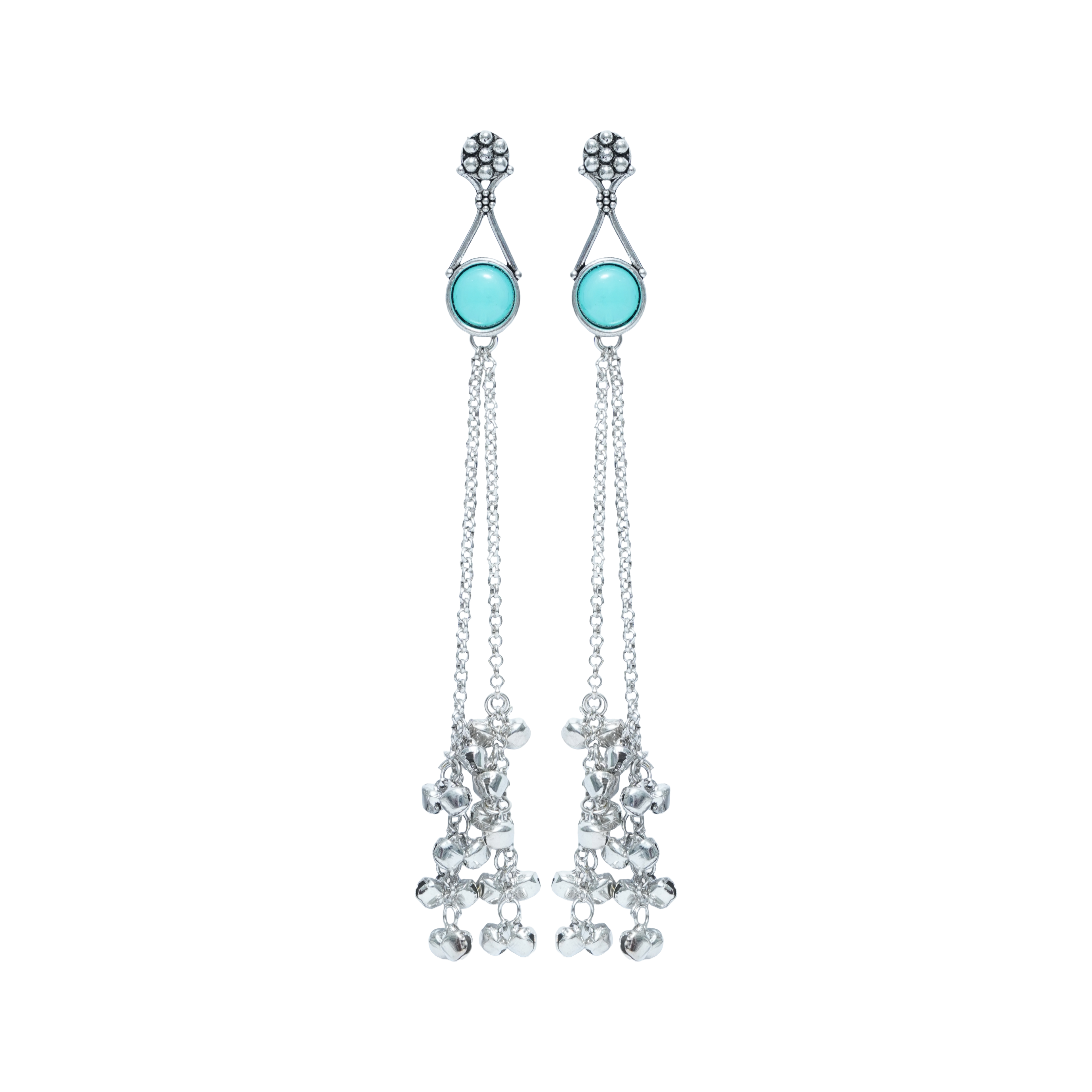 Silver Chain Tassel Drop Earrings for Women | Long Statement Party Earrings