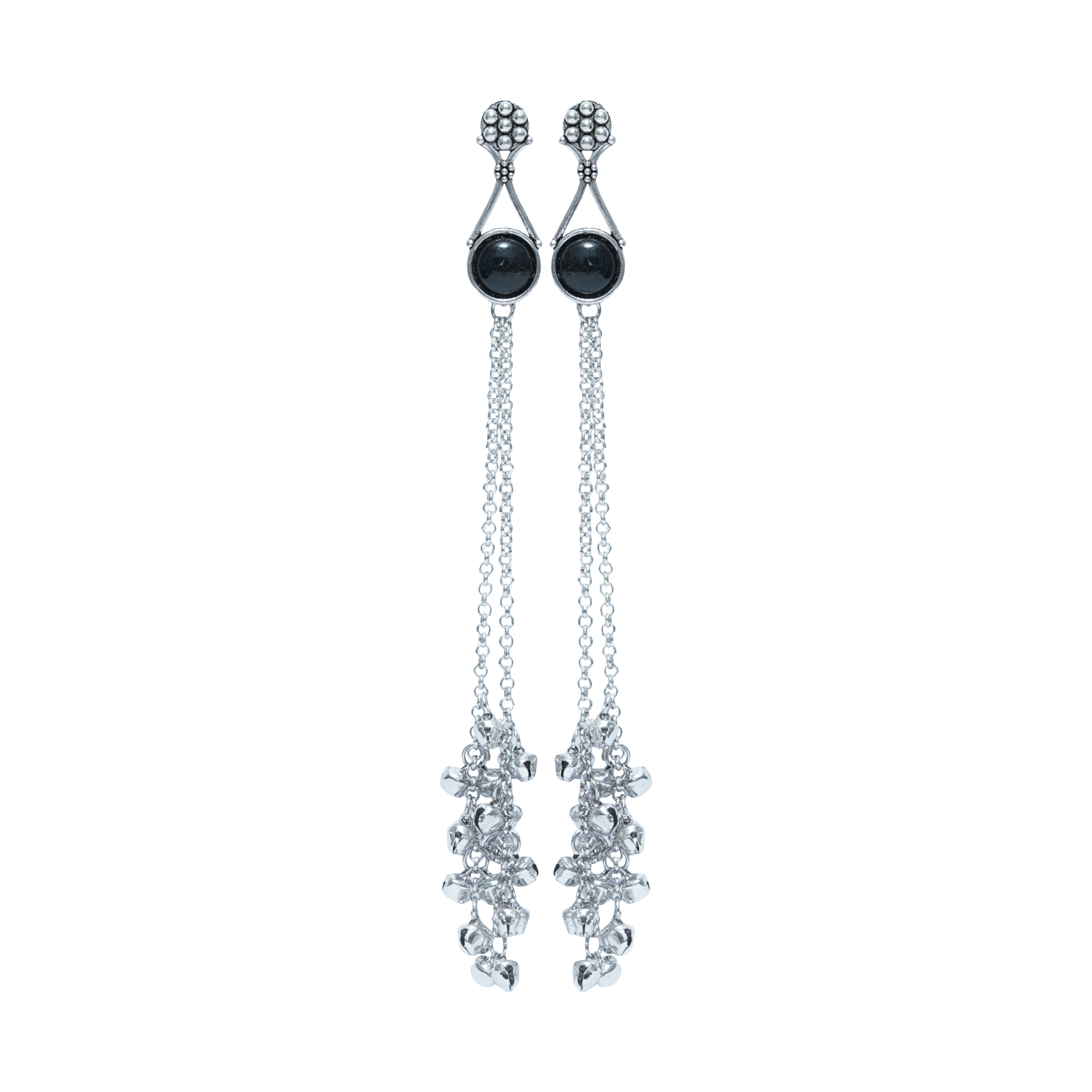 Silver Chain Tassel Drop Earrings for Women | Long Statement Party Earrings