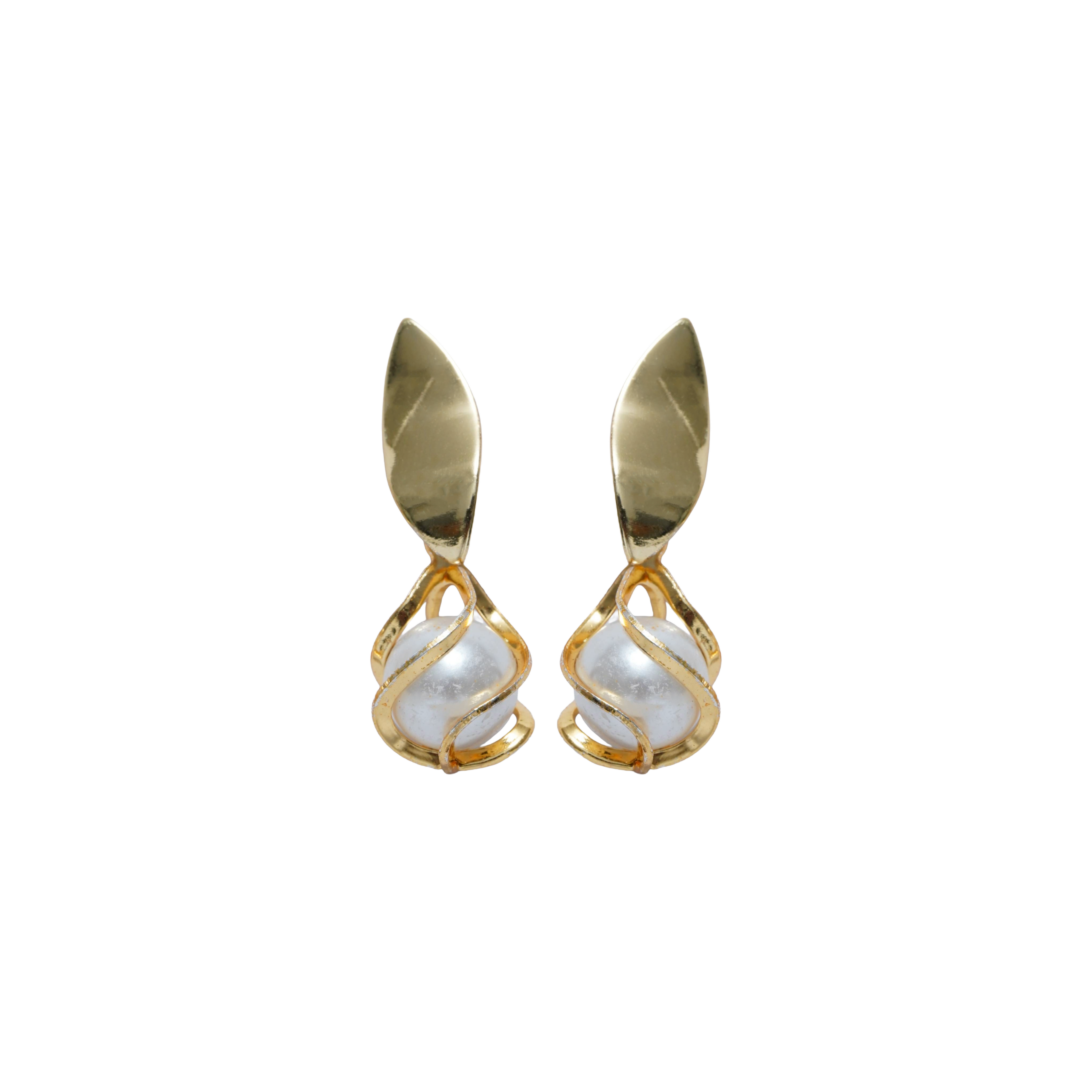 Golden Pearl Twist Earrings