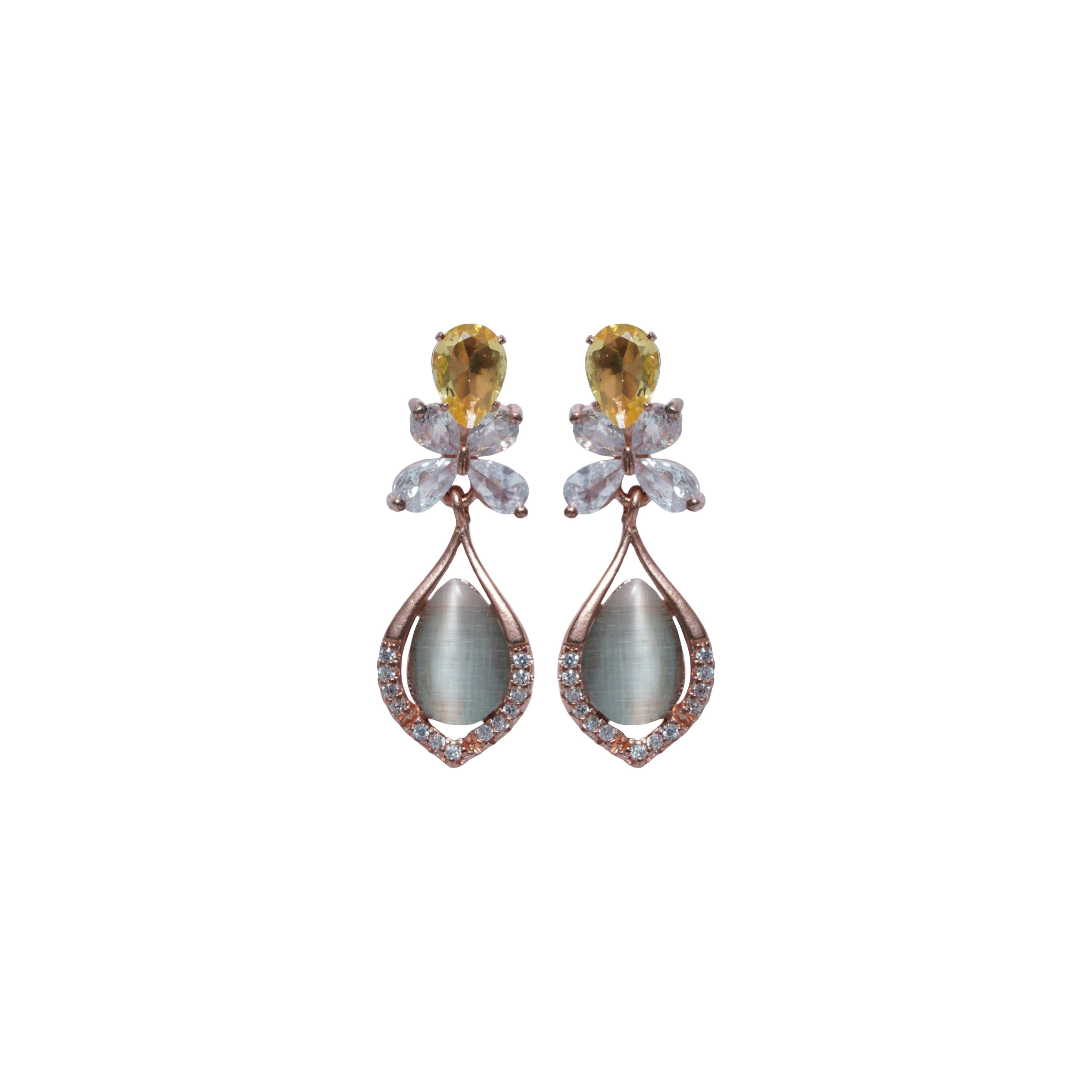 Crystal Bloom Teardrop Earrings