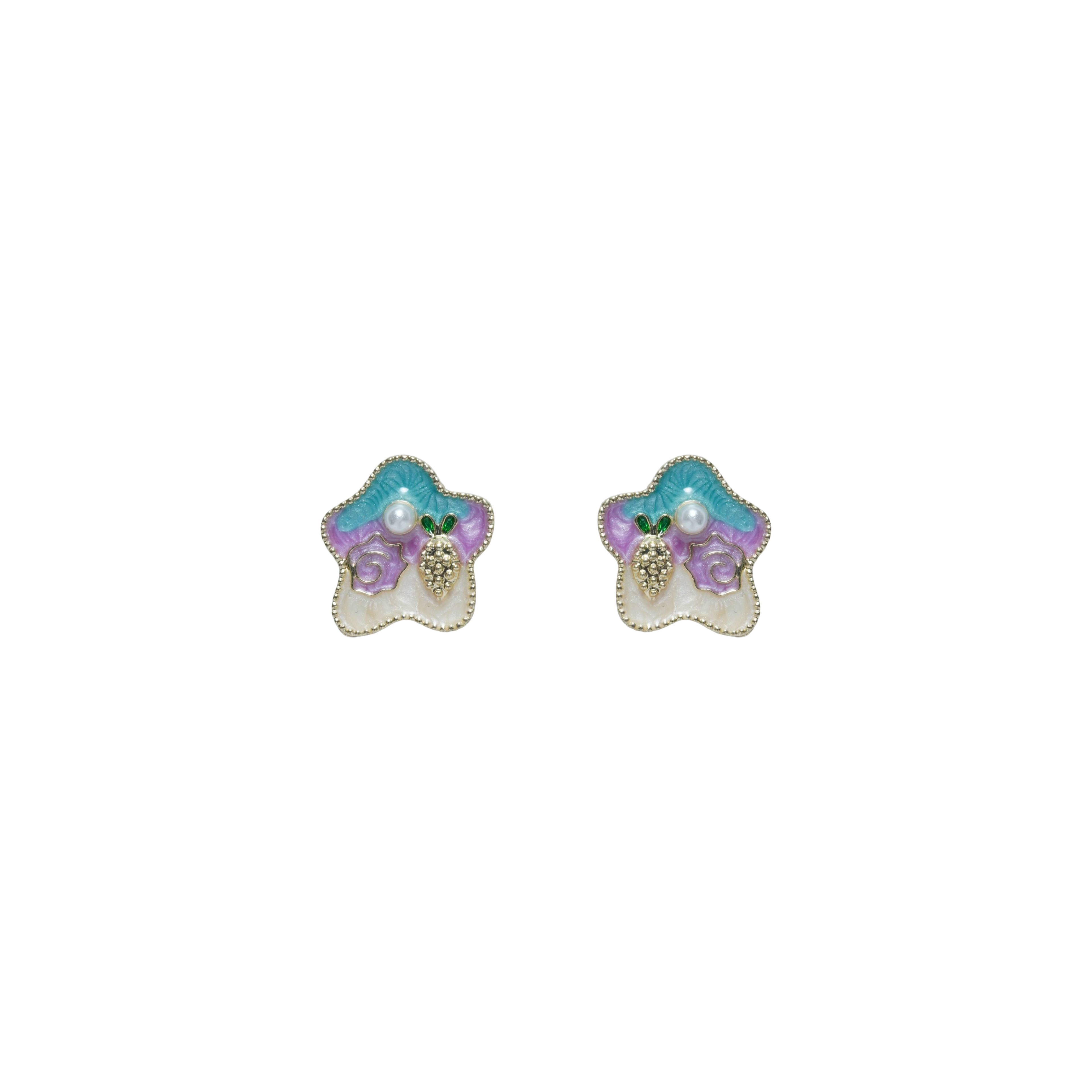 Pastel Floral Pearl Stud Earrings