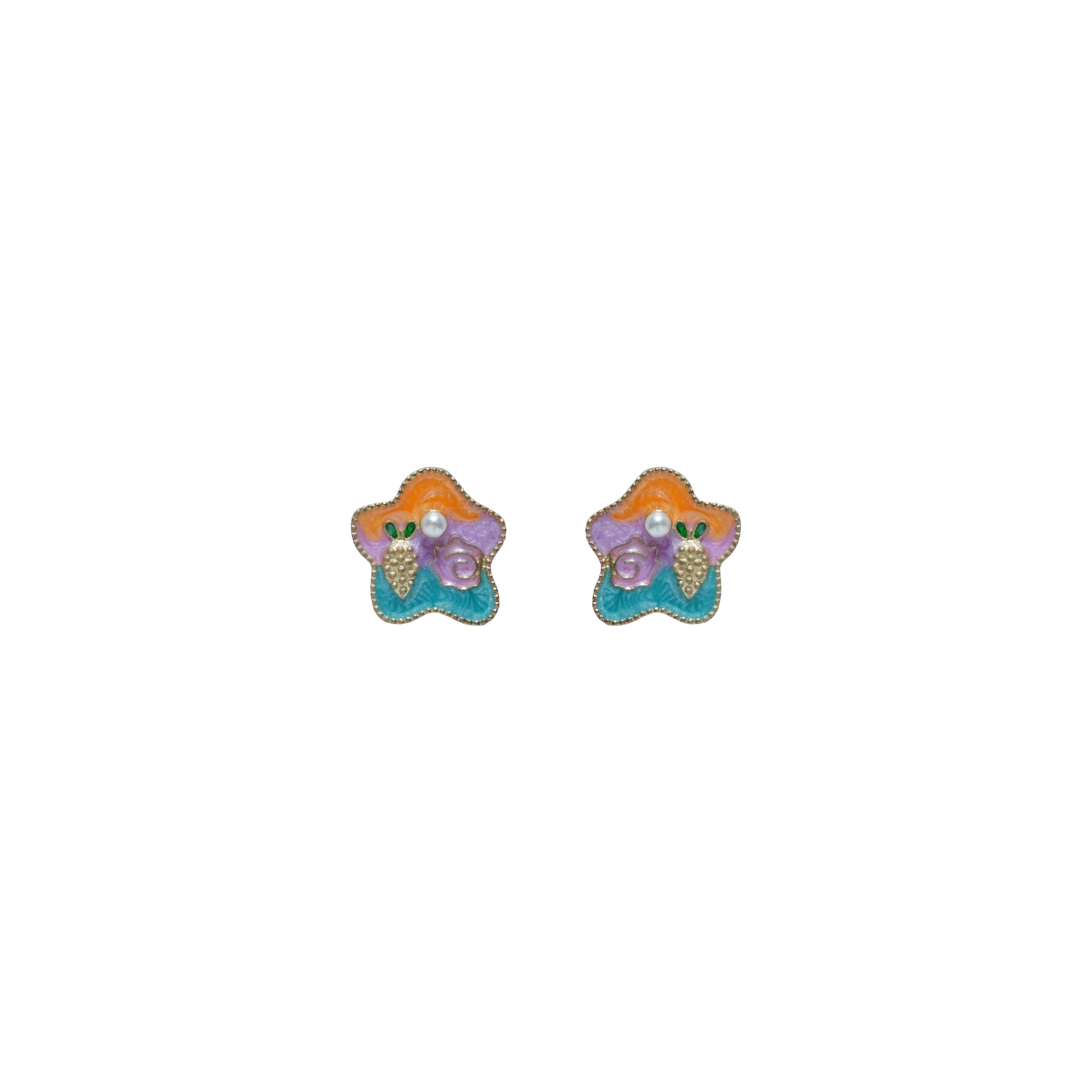 Pastel Floral Pearl Stud Earrings