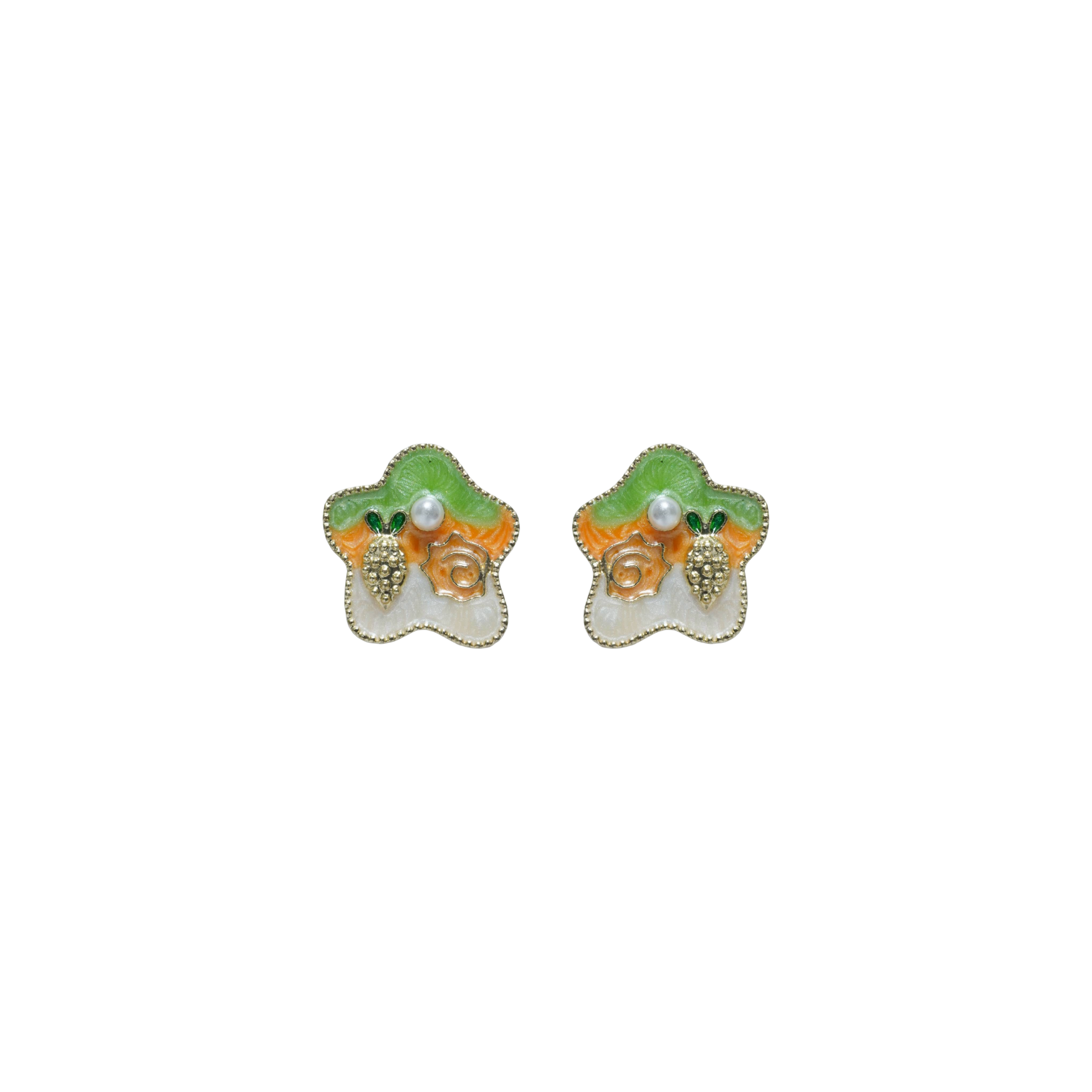 Pastel Floral Pearl Stud Earrings