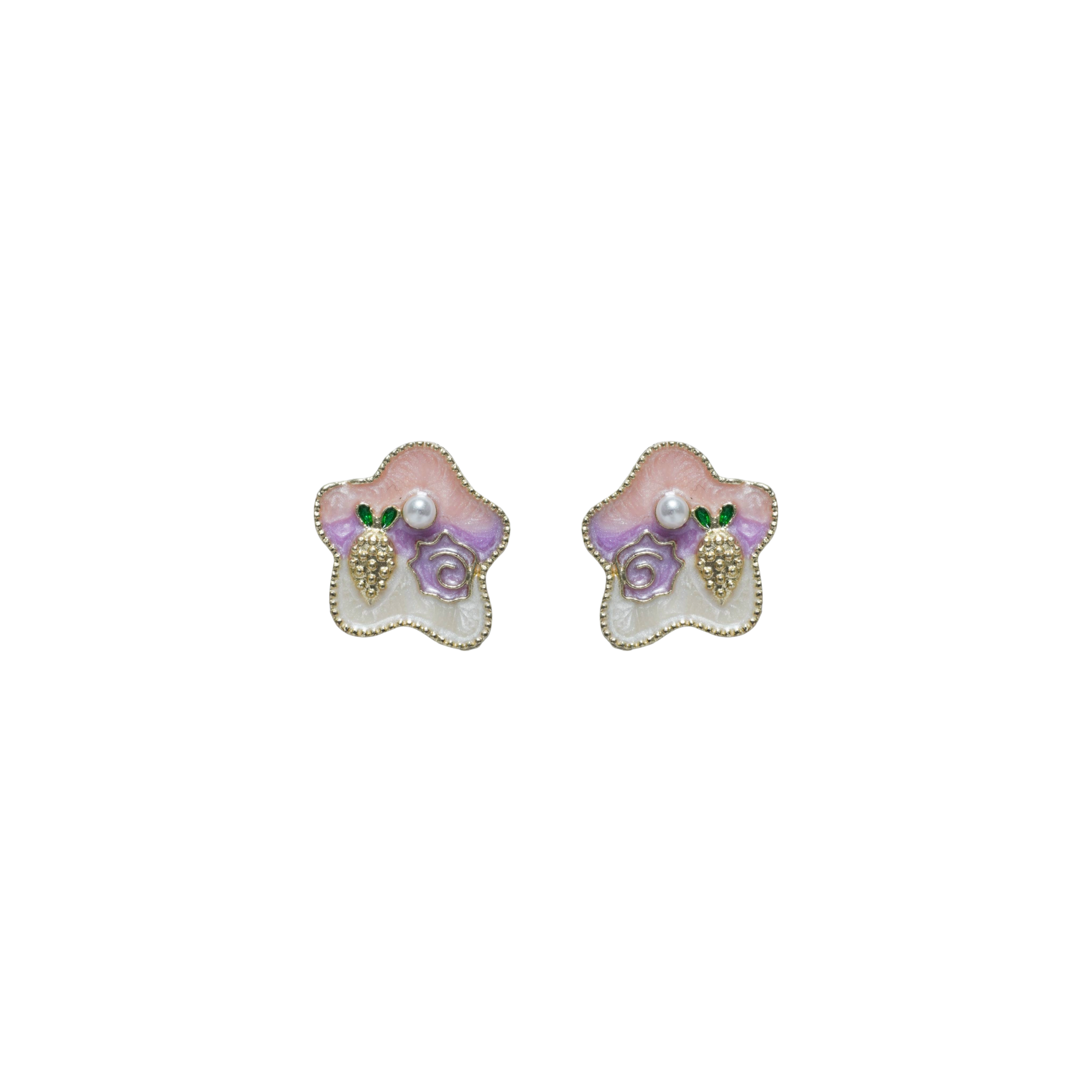 Pastel Floral Pearl Stud Earrings